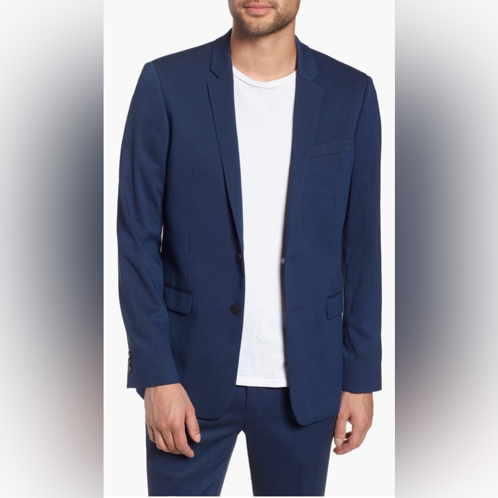 Topman Skinny Fit Suit Jacket & Pants - Mid Blue